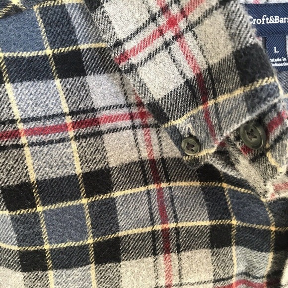Croft&Barrow Shirt SzL Plaid Flannel Buttondown Collar Cuffs Pre-Owned - Picture 4 of 9